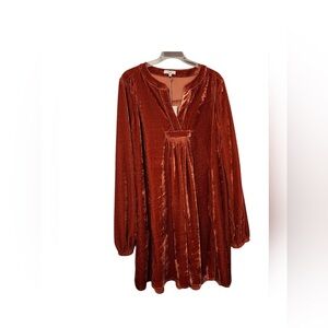 1X Easel Burnt Orange Velvet Tunic Dress, NWT